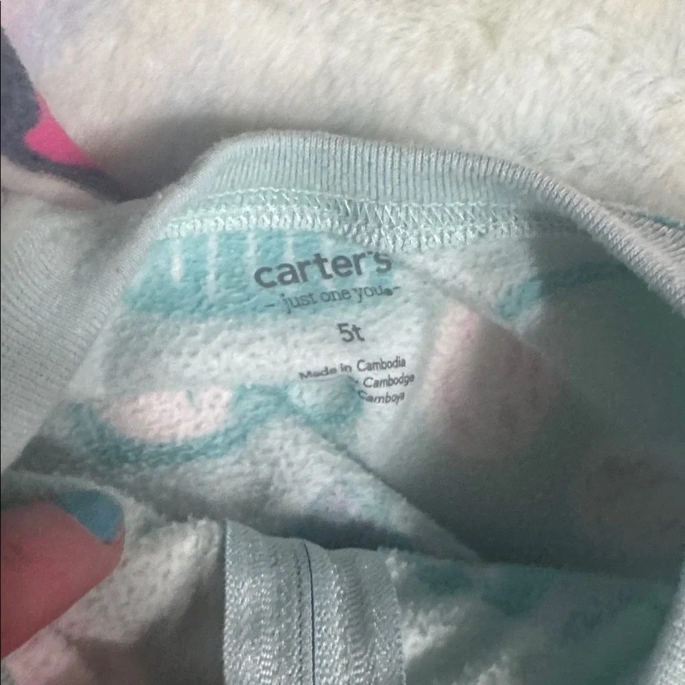 2/$10 5T Carter's Pink and Blue Penguin Footies pajamas